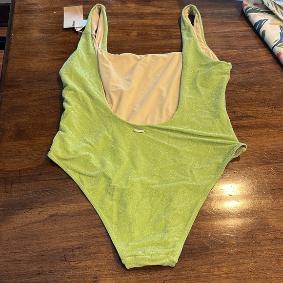 NWT Berlook Women’s Lurex Metallic One Piece Swimsuit Square Neck Bathing Suit - Picture 6 of 8